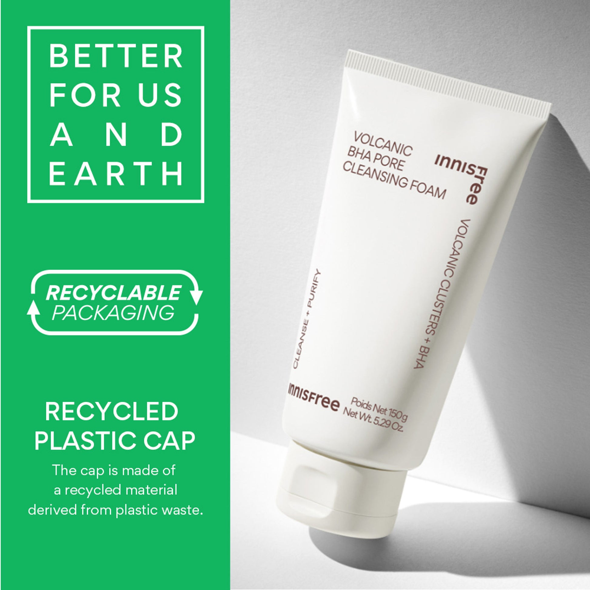 Innisfree Volcanic Clusters BHA Foaming Daily Cleanser For Excess Oil, Clogged Pores, Oily Skin