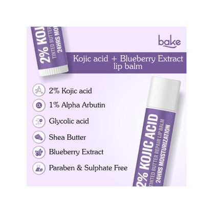 BAKE 2% Kojic Acid Tinted Lip Brightening Balm with 1% Alpha Arbutin For Dark & Pigmented Lips