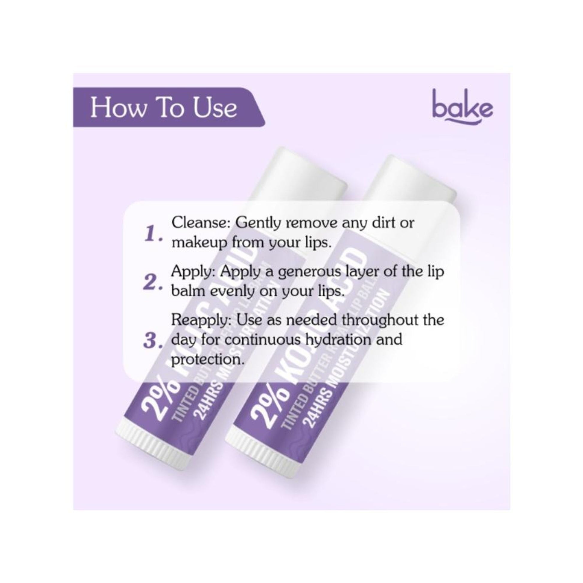 BAKE 2% Kojic Acid Tinted Lip Brightening Balm with 1% Alpha Arbutin For Dark & Pigmented Lips