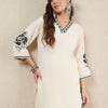 Dhiyona IE Women Solid Embroidered Kurta with Trousers