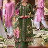 Dhiyona IE Women Floral Embroidered Panelled Thread Work Kurta with Trousers & With Dupatta