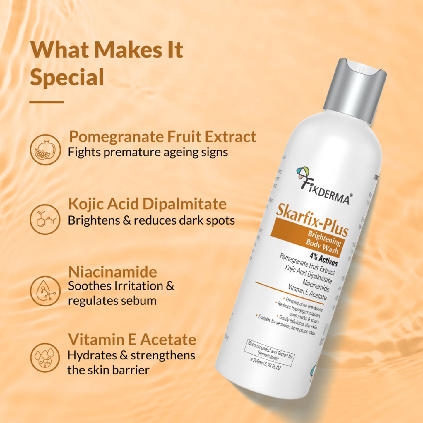 Fixderma Skarfix Plus Brightening Body Wash with Kojic Acid & Niacinamide Body Wash Shower Gel