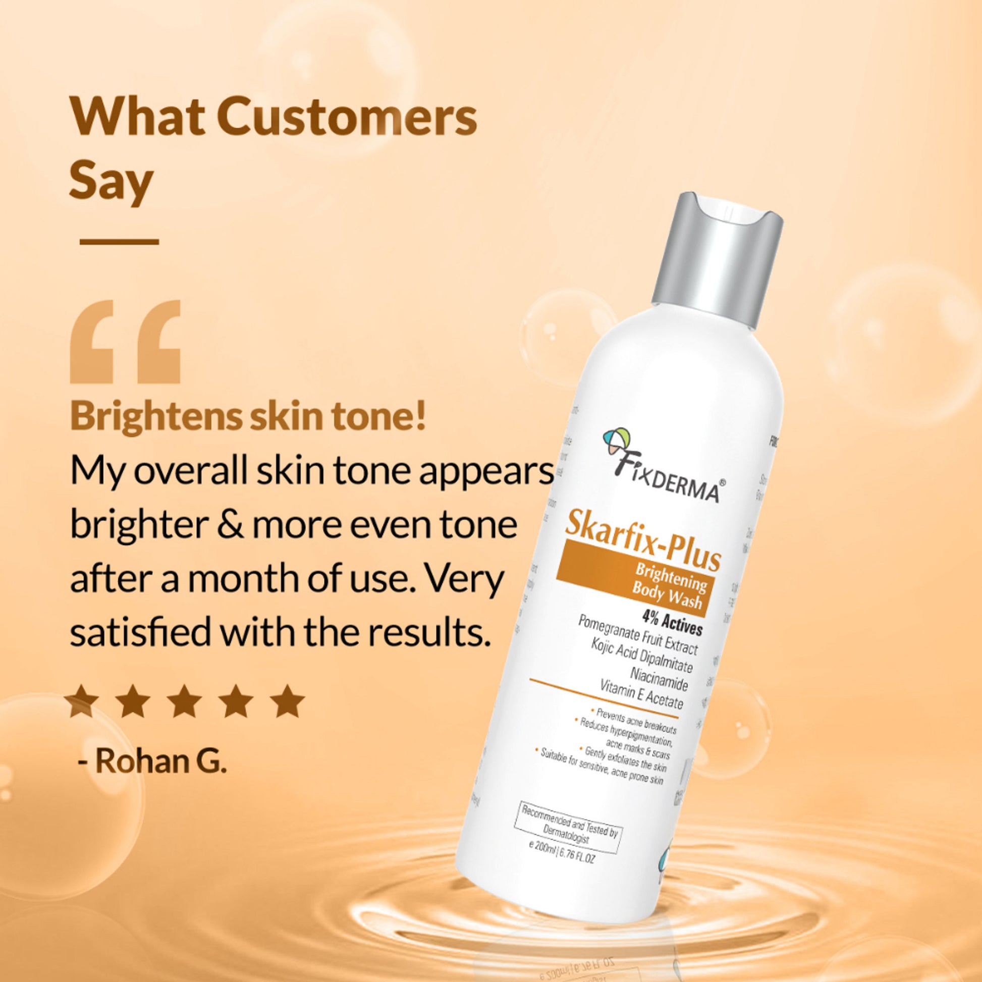 Fixderma Skarfix Plus Brightening Body Wash with Kojic Acid & Niacinamide Body Wash Shower Gel