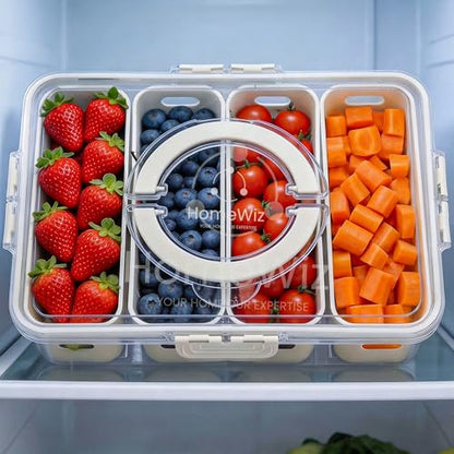 HomeWiz Fridge Storage Containers 3300ml 4-Grid Pack of 2