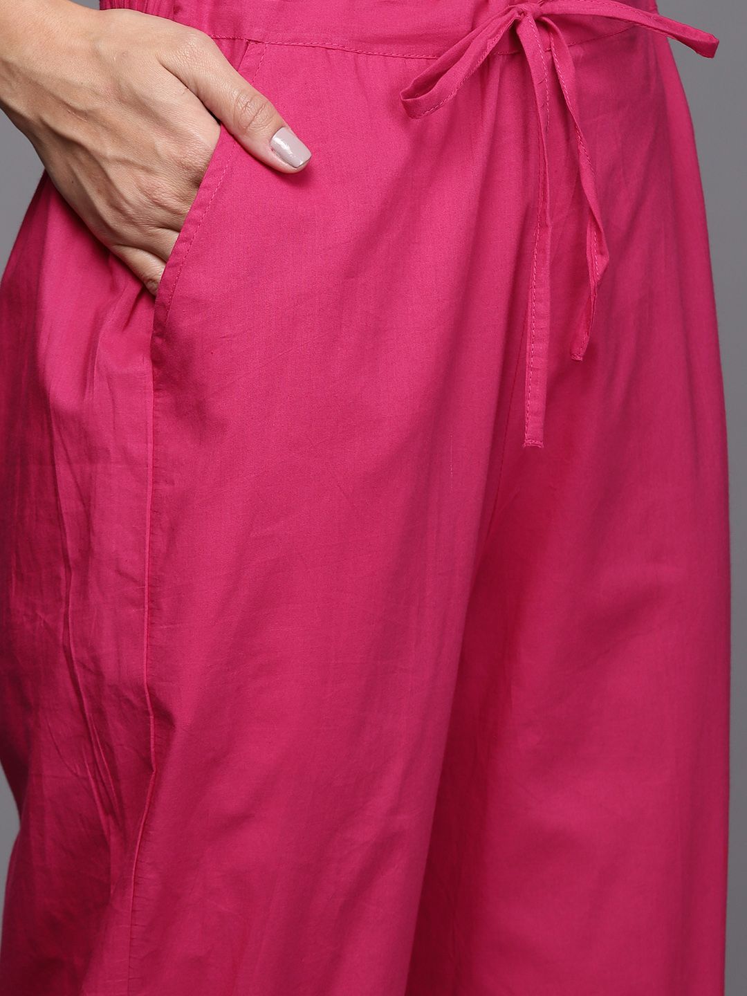 Dhiyona IE Women Pink & White Bandhani Printed Gotta Patti Kurta with Trousers & Dupatta