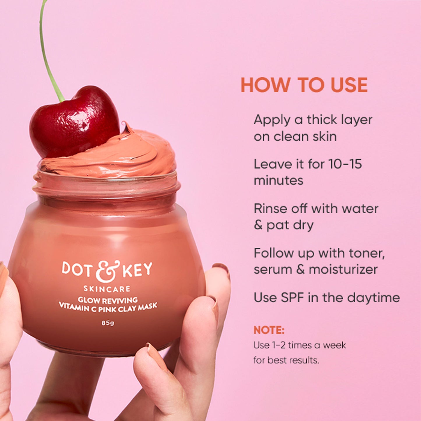 Dot & Key Pink Clay Face Mask For Glowing Skin With Vitamin C- Fades Dark Spots