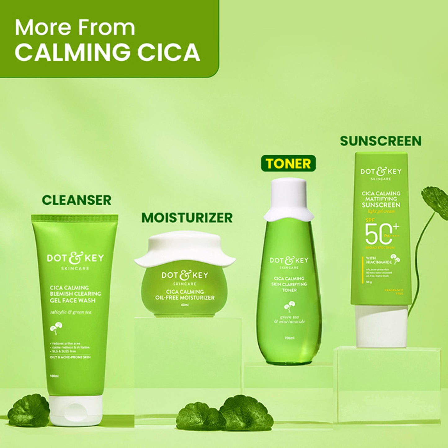Dot & Key Cica Calming Skin Clarifying Toner With Niacinamide & Green Tea, Acne & Oil Control