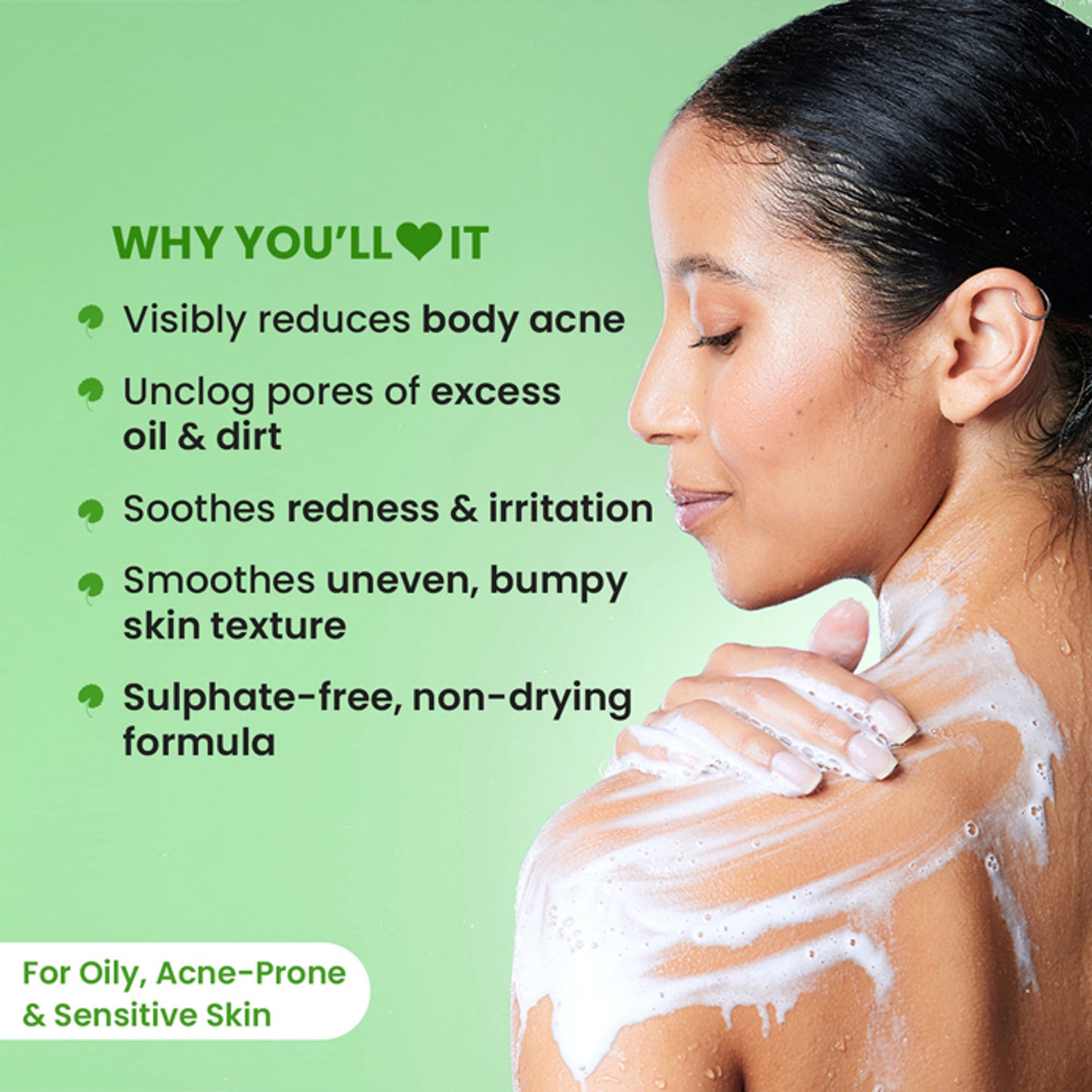 Dot & Key Cica Calming Salicylic Exfoliating Shower Gel, With Niacinamide, Acne & Oil Control