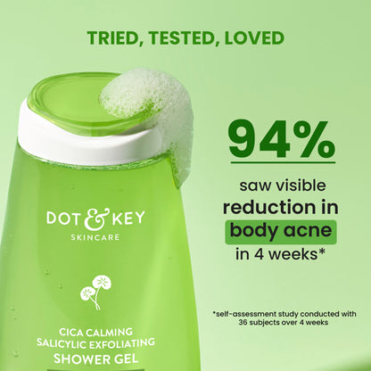 Dot & Key Cica Calming Salicylic Exfoliating Shower Gel, With Niacinamide, Acne & Oil Control