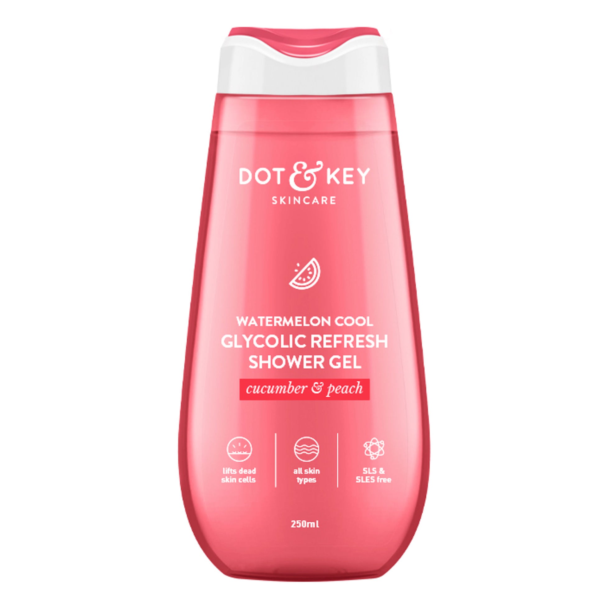 Watermelon Cool Glycolic Refresh Shower Gel, With Peach & Cucumber, Gently Exfoliates Skin