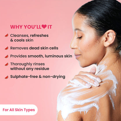 Watermelon Cool Glycolic Refresh Shower Gel, With Peach & Cucumber, Gently Exfoliates Skin