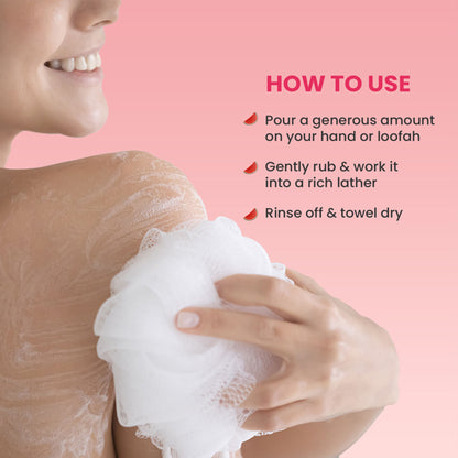 Watermelon Cool Glycolic Refresh Shower Gel, With Peach & Cucumber, Gently Exfoliates Skin