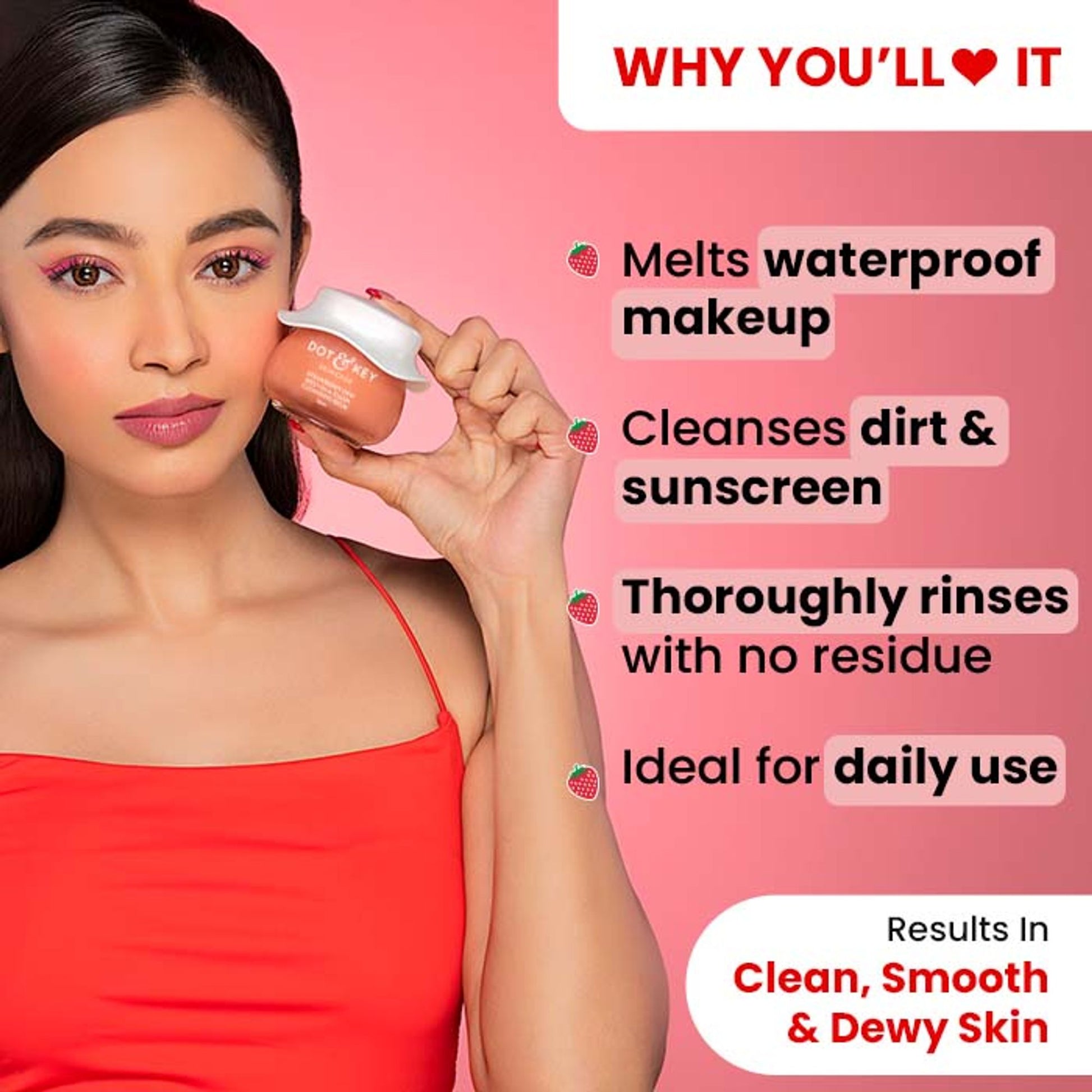 Dot & Key Strawberry Dew Melt-in-a-Flash Cleansing Balm, With Fruit Enzymes & Vitamins