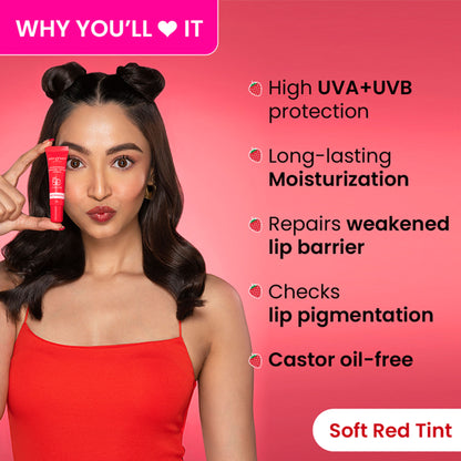 Dot & Key Ceramide & Peptide Barrier Repair SPF 50 PA+++ Tinted Lip Balm For Plump Lips - Red Romance