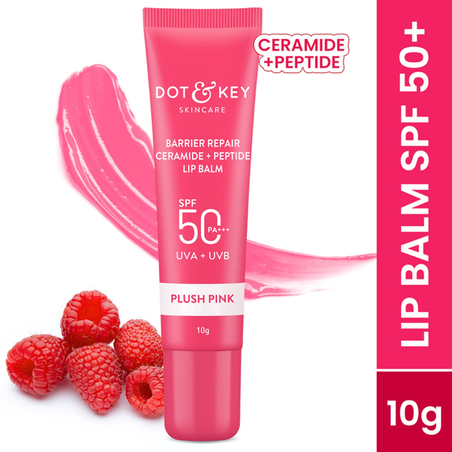 Dot & Key Ceramide & Peptide Barrier Repair SPF 50 PA+++ Tinted Lip Balm For Plump Lips - Plush Pink