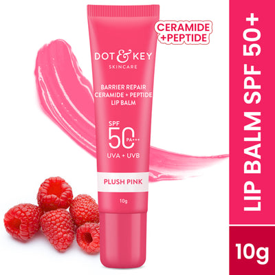 Dot & Key Ceramide & Peptide Barrier Repair SPF 50 PA+++ Tinted Lip Balm For Plump Lips - Plush Pink