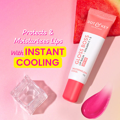 DOT & KEY GLOSS BOSS LIP BALM VITAMIN C + E SPF 50 CARAMEL KISS - 12G - Watermelon Cool
