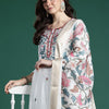 Dhiyona IE Women Floral Embroidered Thread Work Kurta With Trousers & Dupatta