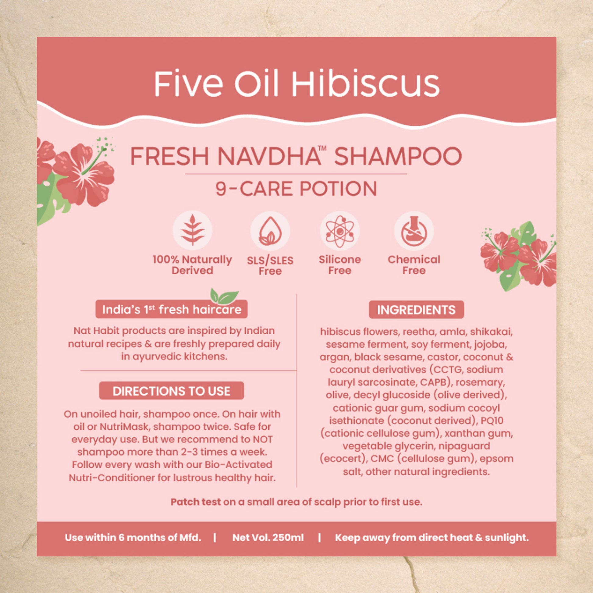 Nat Habit Five Oil Hibiscus Shampoo & Conditioner Combo For Hair Fall Control, 72 Hr Frizz Control