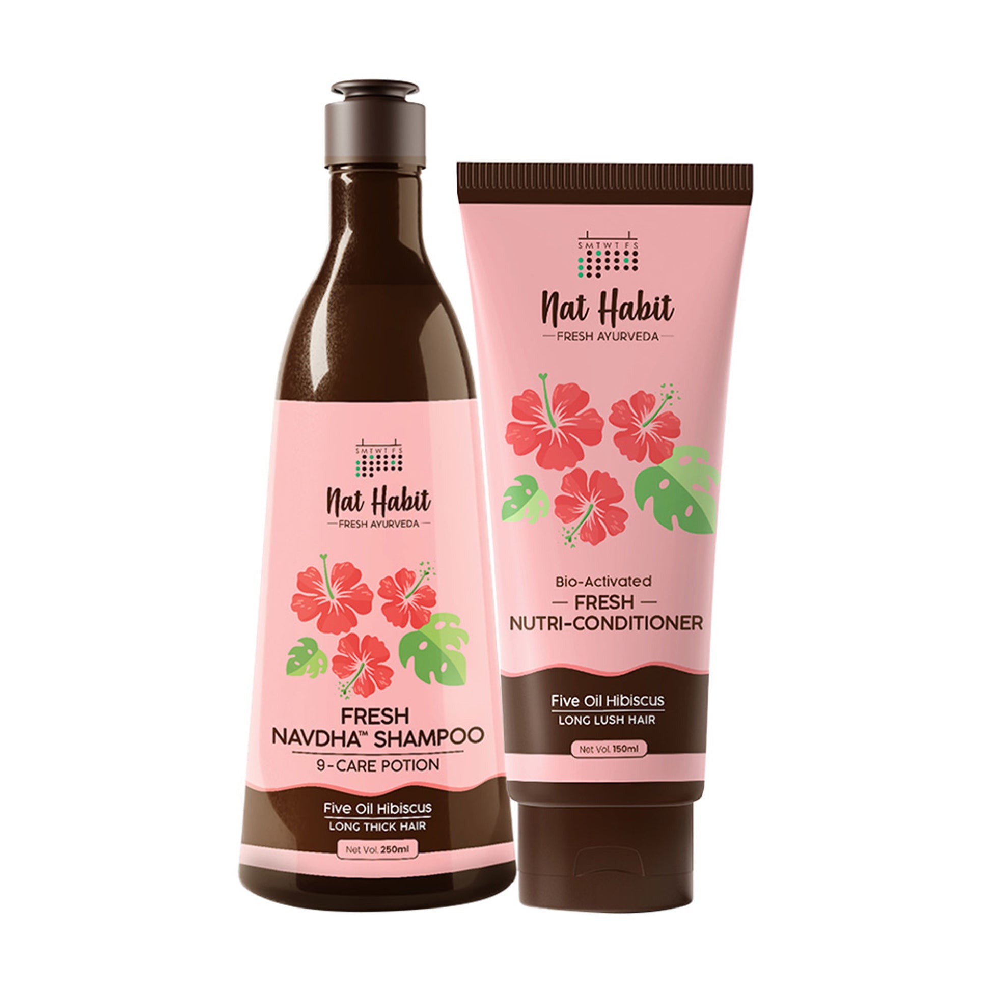 Nat Habit Five Oil Hibiscus Shampoo & Conditioner Combo For Hair Fall Control, 72 Hr Frizz Control