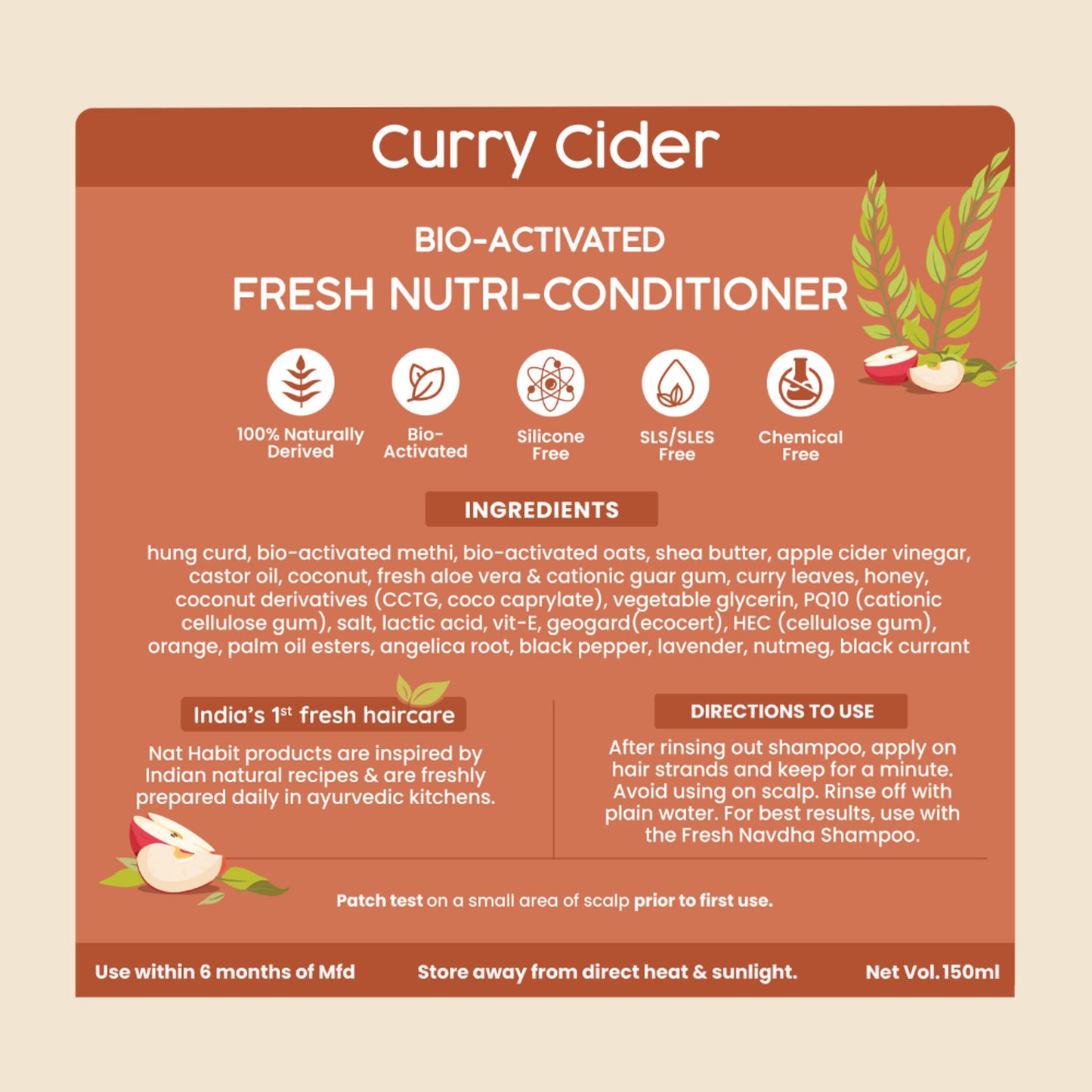 Nat Habit Curry Cider Shampoo & Conditioner For Soft & Shiny Hair, Sulphate Free Hydration Kit
