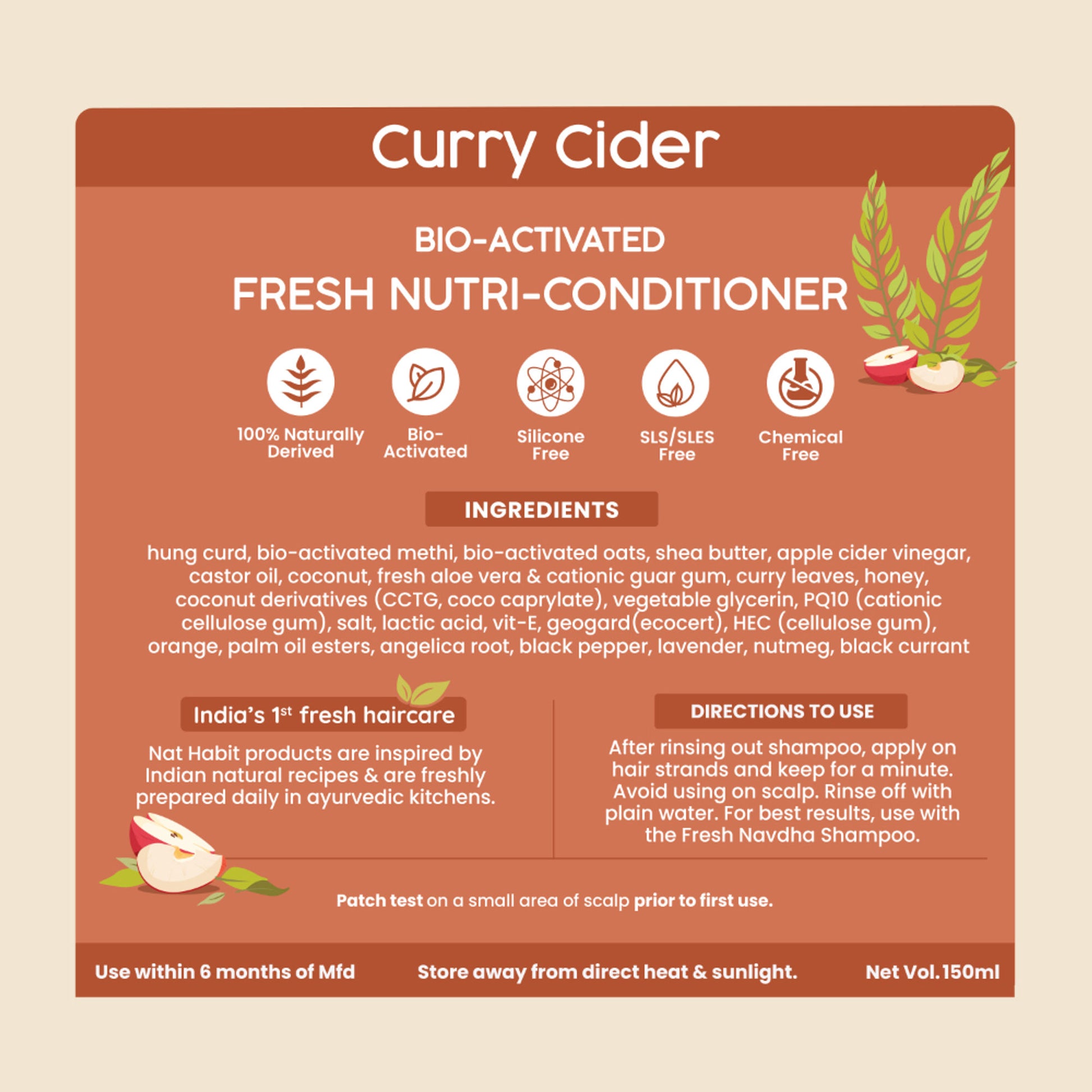 Nat Habit Curry Cider Shampoo & Conditioner For Soft & Shiny Hair, Sulphate Free Hydration Kit
