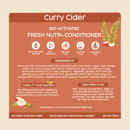 Nat Habit Curry Cider Shampoo & Conditioner For Soft & Shiny Hair, Sulphate Free Hydration Kit