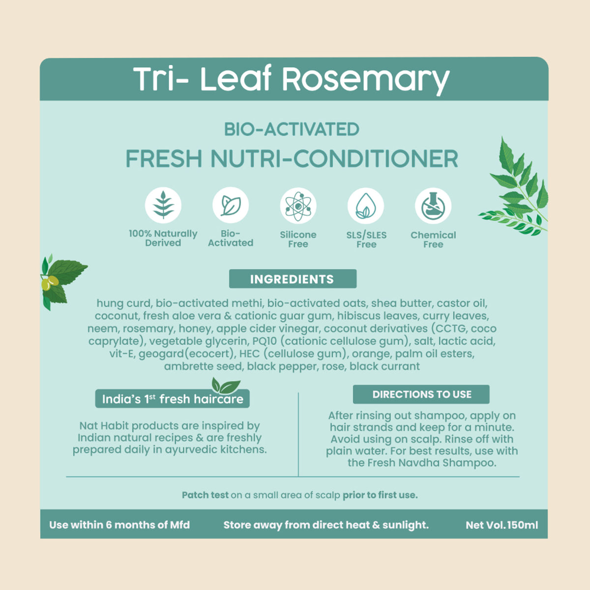 Nat Habit Trileaf Rosemary Shampoo & Conditioner For Hair Fall Control, Dry & Damaged Hair