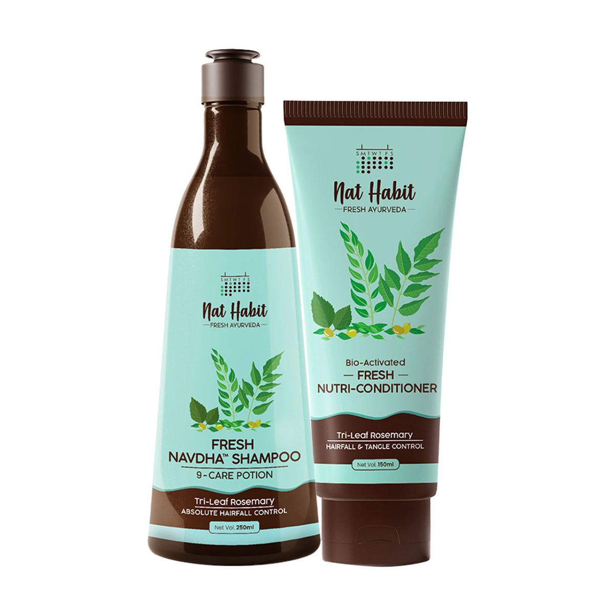 Nat Habit Trileaf Rosemary Shampoo & Conditioner For Hair Fall Control, Dry & Damaged Hair