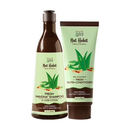 Nat Habit Aloe Peanut Shampoo & Conditioner, Daily Soft & Moisture Lock Ultra Smoothening Combo