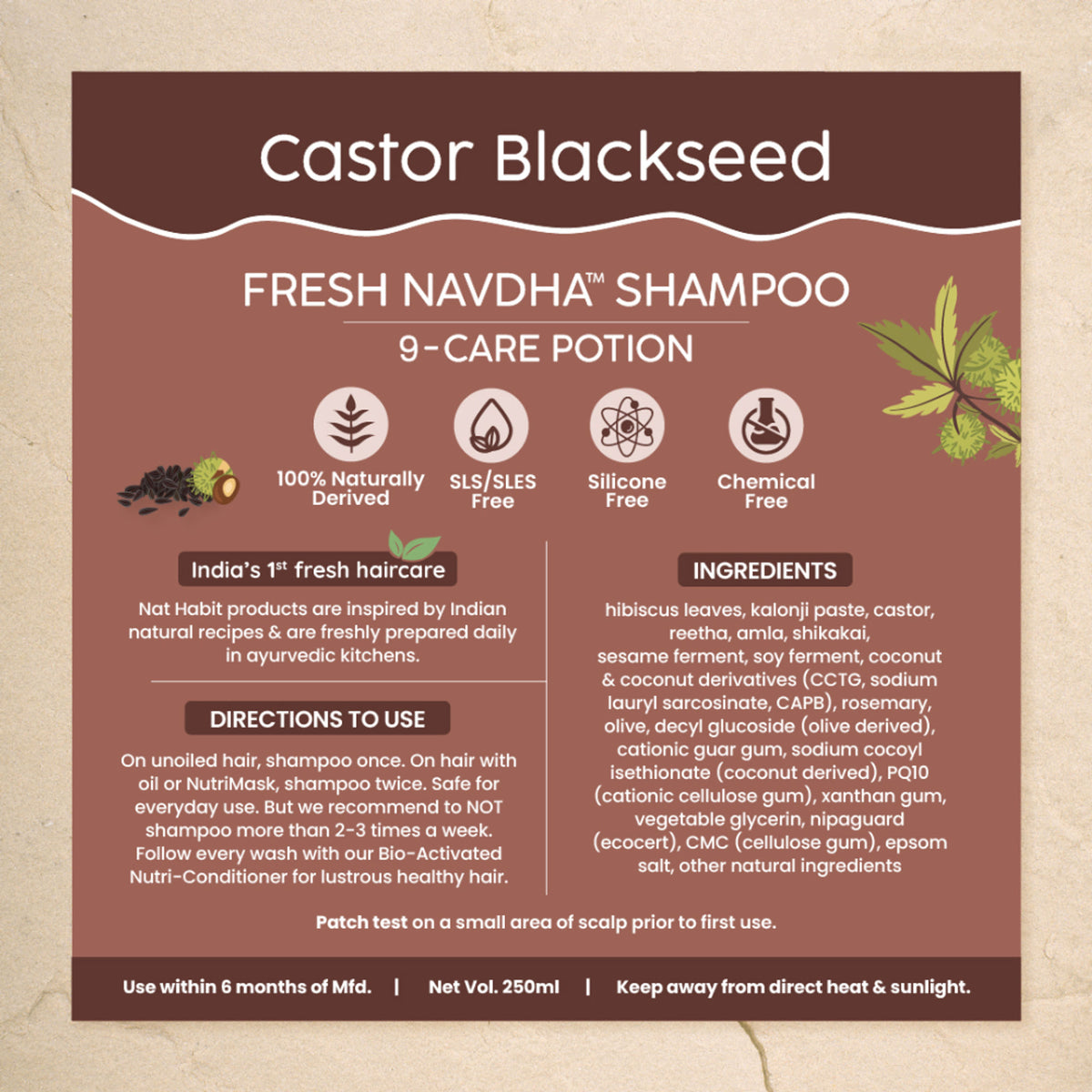 Nat Habit Castor Black Seed Shampoo & Conditioner For Manageable Hair, Men'S Revital With Castor