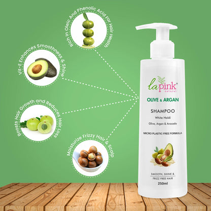 La Pink Olive Argan Shampoo For Dry Frizzy Hair Hydrating Nourishing Strengthens Restore Shine