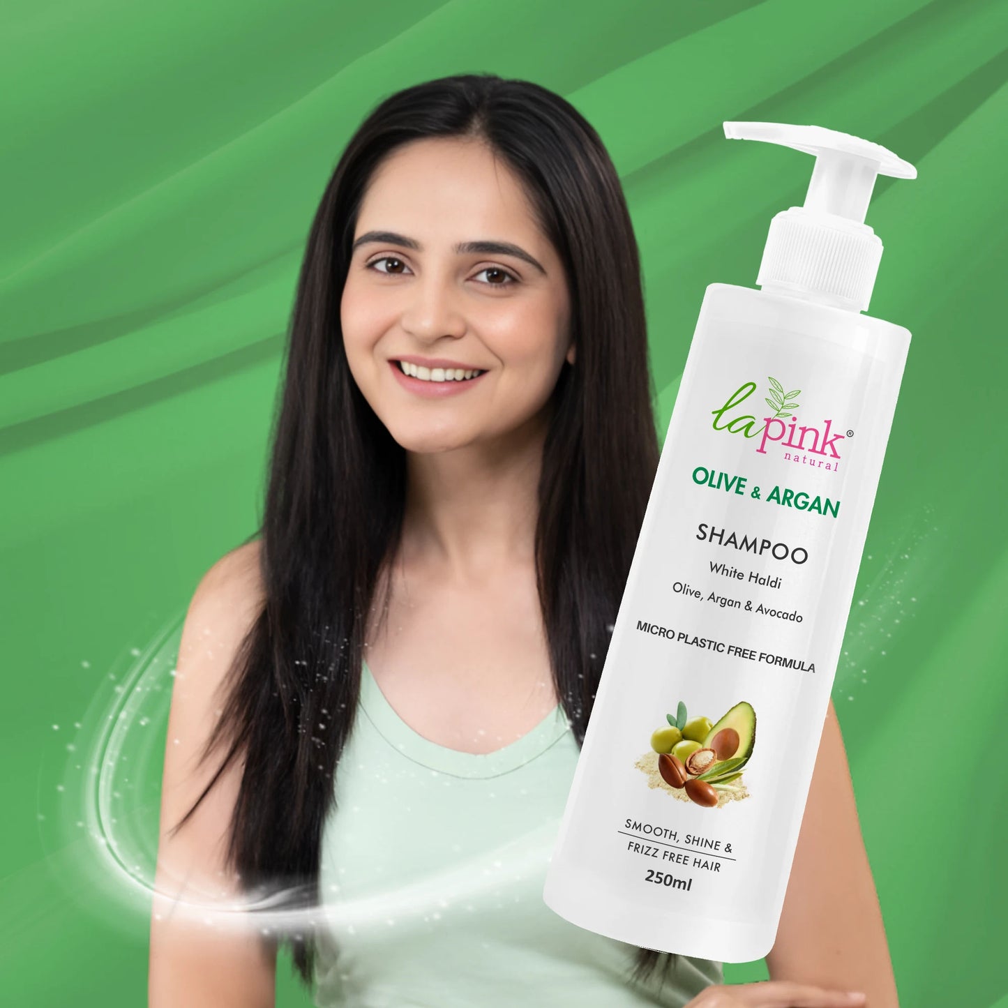 La Pink Olive Argan Shampoo For Dry Frizzy Hair Hydrating Nourishing Strengthens Restore Shine