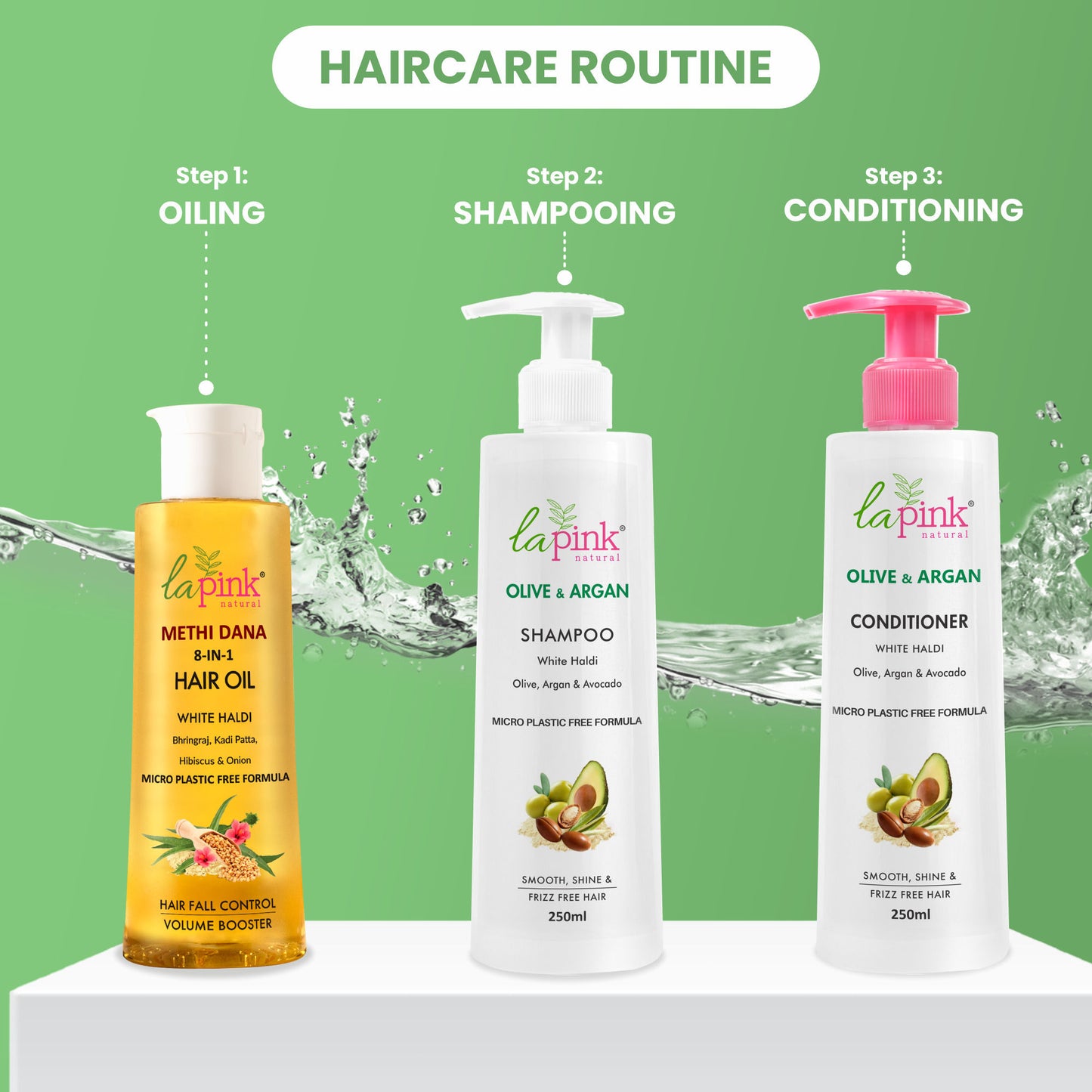 La Pink Olive & Argan Smoothing Conditioner With Avocado Damage Repair For Dry & Frizzy Hair