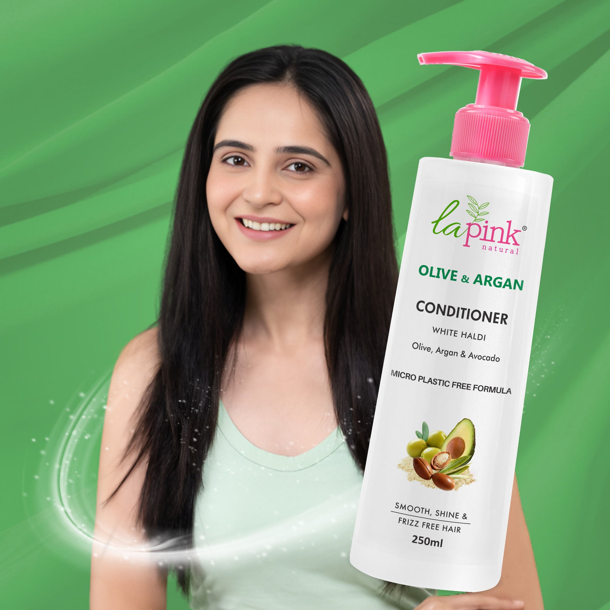 La Pink Olive & Argan Smoothing Conditioner With Avocado Damage Repair For Dry & Frizzy Hair