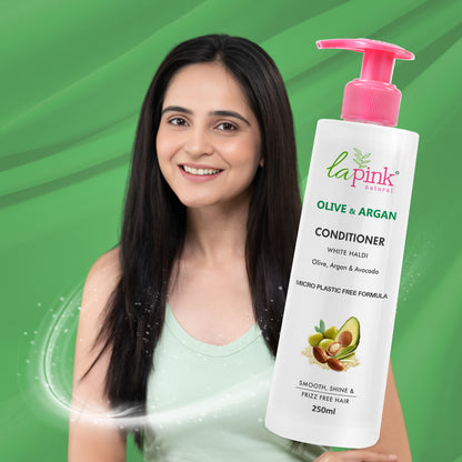 La Pink Olive & Argan Smoothing Conditioner With Avocado Damage Repair For Dry & Frizzy Hair