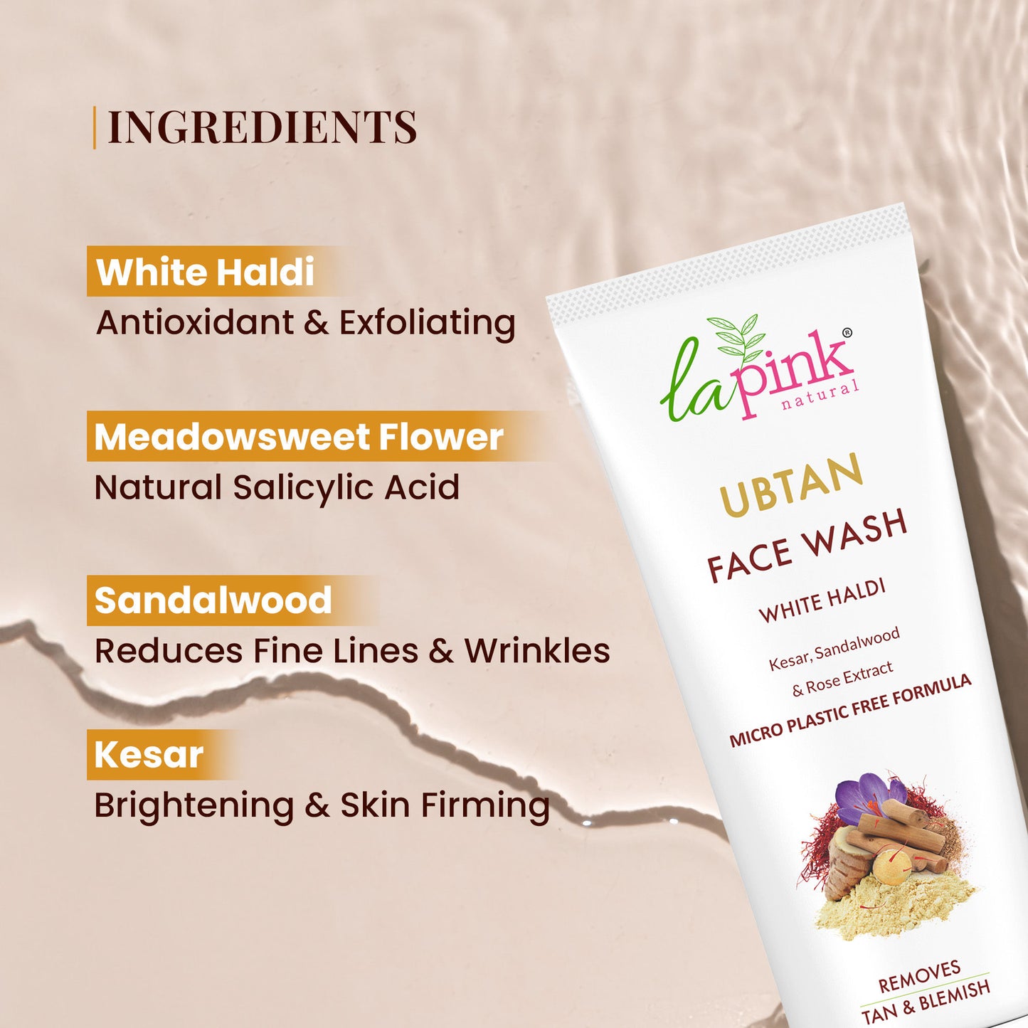 La Pink Ubtan Face Wash Exfoliates Brightens Skin Removes Tan And Impurities With Walnut Beads