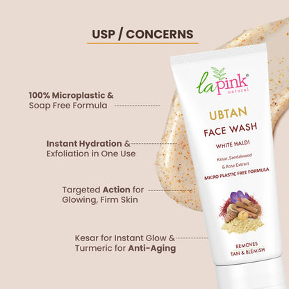 La Pink Ubtan Face Wash Exfoliates Brightens Skin Removes Tan And Impurities With Walnut Beads