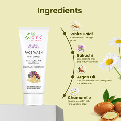 La Pink Young Forever White Haldi Face Wash Deep Cleansing Brightening Anti Aging Face Wash
