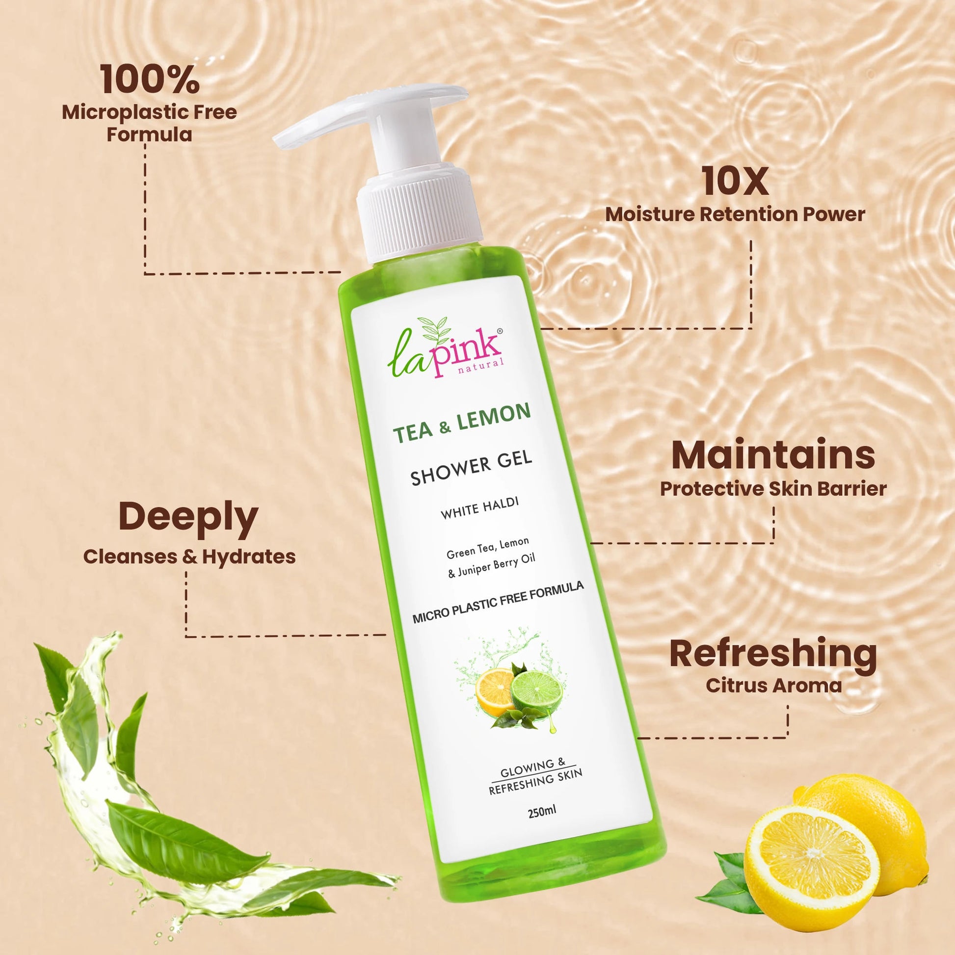 La Pink Tea Lemon Shower Gel White Haldi Glowing Refreshing Skin Deep Cleansing Body Wash