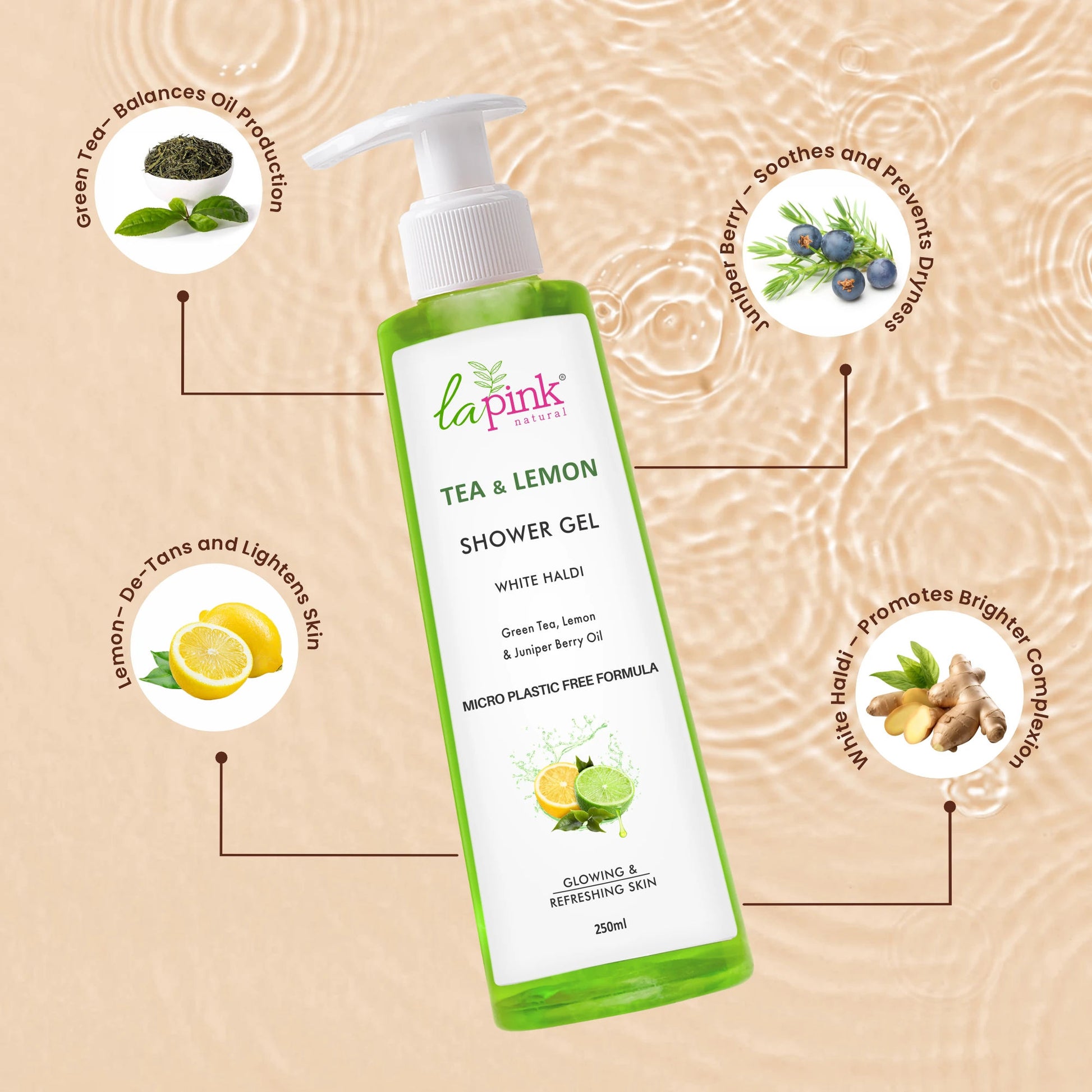 La Pink Tea Lemon Shower Gel White Haldi Glowing Refreshing Skin Deep Cleansing Body Wash