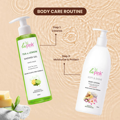 La Pink Tea Lemon Shower Gel White Haldi Glowing Refreshing Skin Deep Cleansing Body Wash