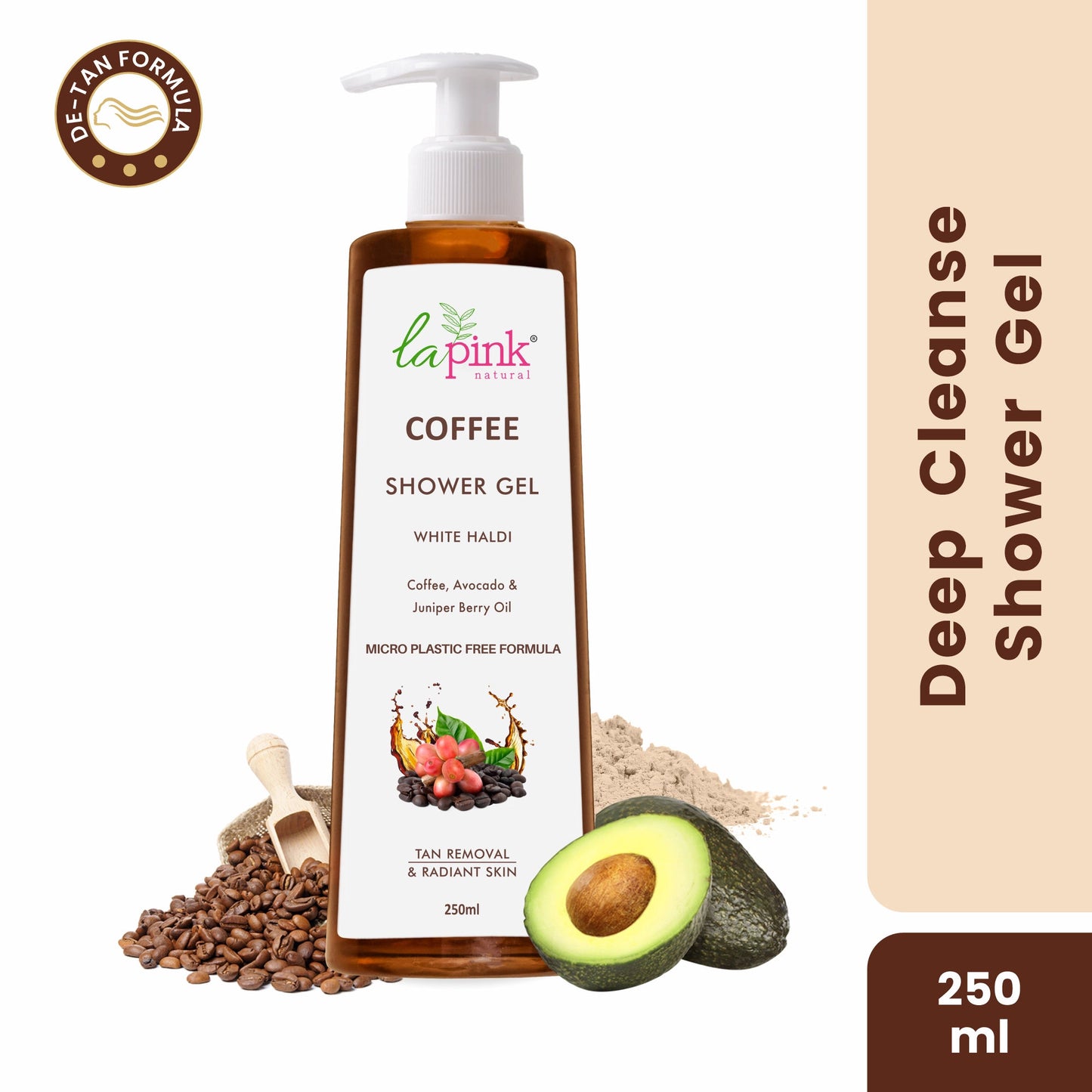La Pink Coffee Shower Gel Tan Removal Deep Cleansing Soft Radiant Glowing Skin Body Wash