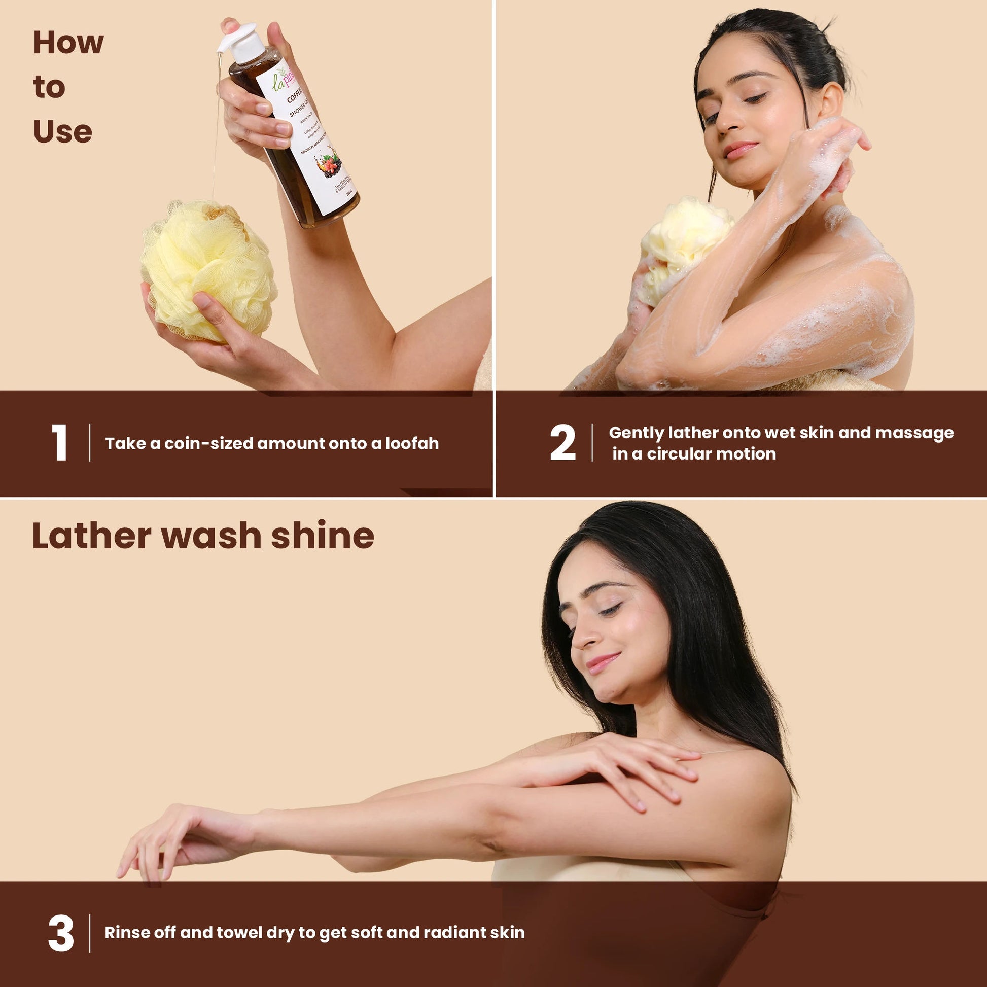 La Pink Coffee Shower Gel Tan Removal Deep Cleansing Soft Radiant Glowing Skin Body Wash