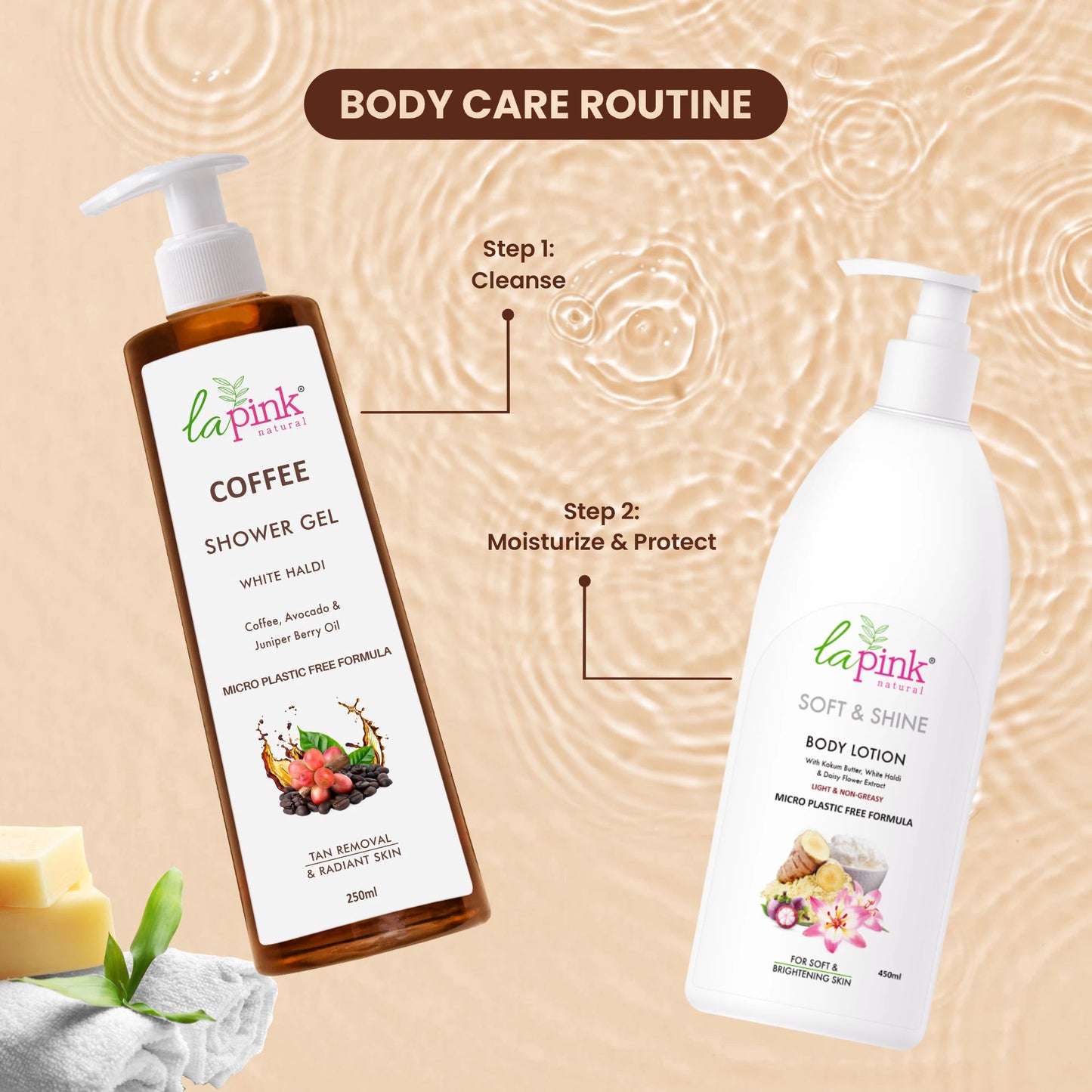 La Pink Coffee Shower Gel Tan Removal Deep Cleansing Soft Radiant Glowing Skin Body Wash