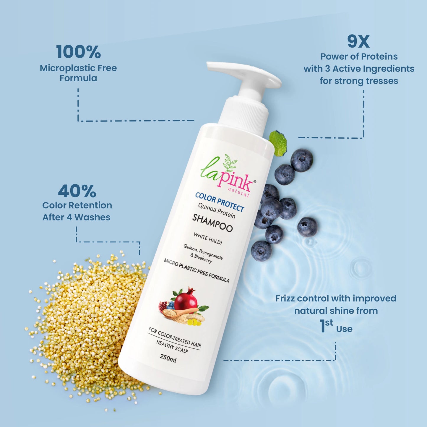 La Pink Color Protect Shampoo Preserves Vibrancy For Color Treated Hair With Quinoa Protein