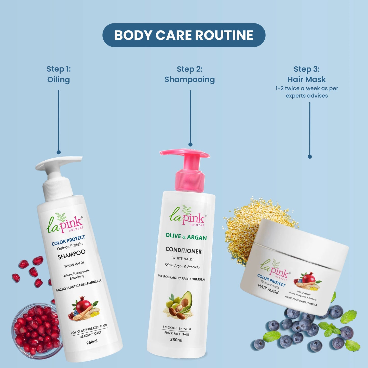 La Pink Color Protect Shampoo Preserves Vibrancy For Color Treated Hair With Quinoa Protein