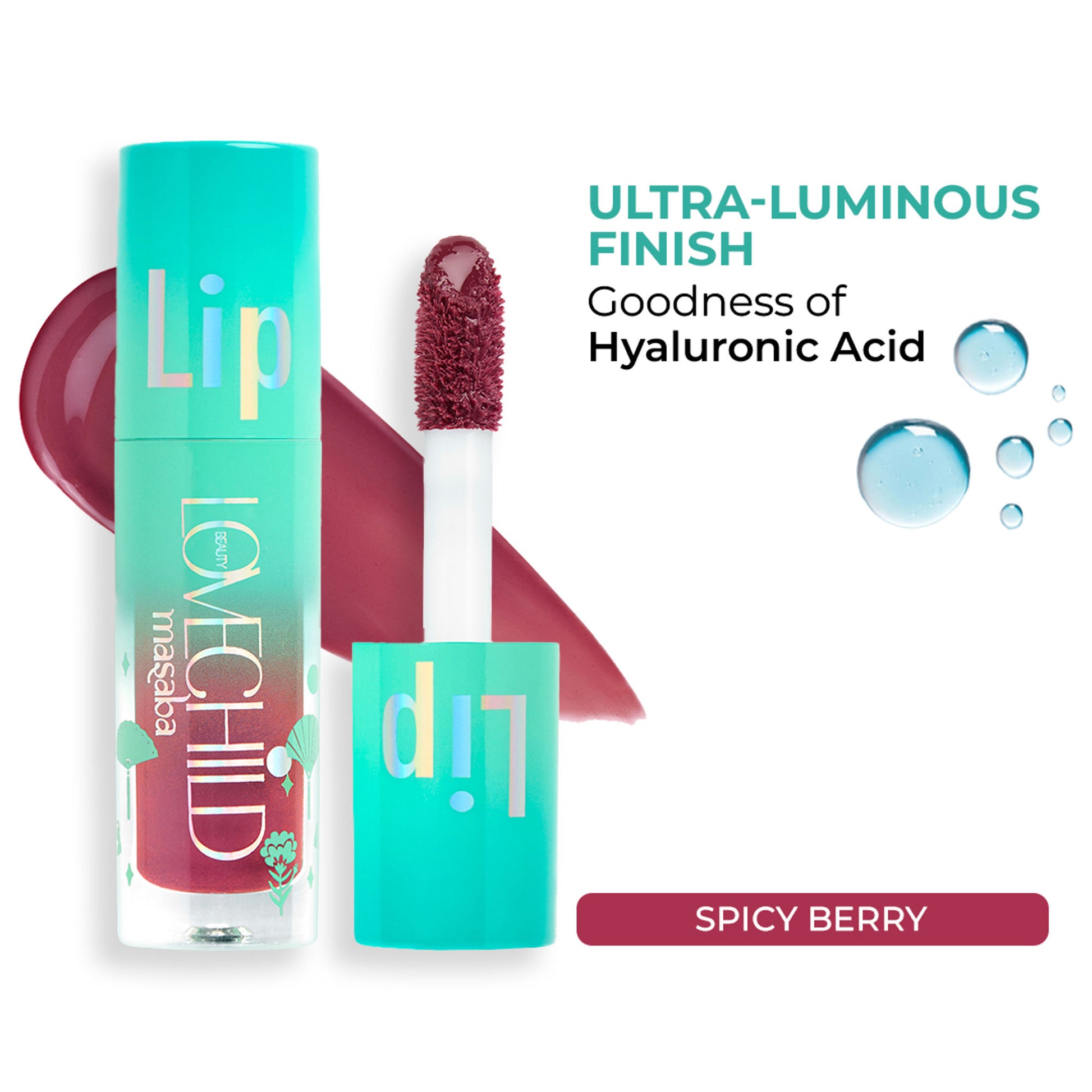 Lovechild Masaba Lip Gloss Oil, Tinted Lip Gelato Enriched with Jojoba Oil & Shea Butter - Spicy Berry