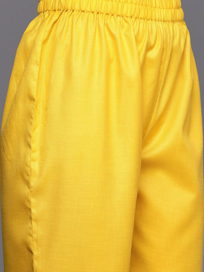 Indyancart VA Women'sFloral Yoke Design Gotta Patti Kurta with Trousers & With Dupatta