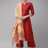 Dhiyona IE Women Maroon Solid Kurta with Palazzos & Dupatta